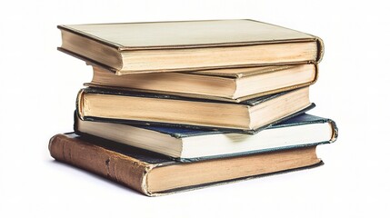 Stacked Multicolor Books Isolated on a White Background Perfect for Educational and Creative Projects, Illustrations, and Visual Content Creation