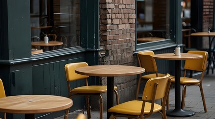 Closeup of cafe chairs and tables.generative.ai 