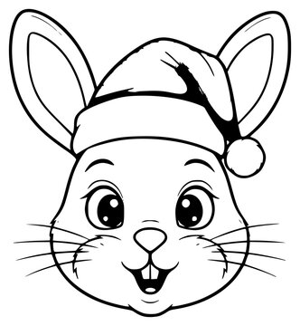 rabbit wearing santa hat clip art preview