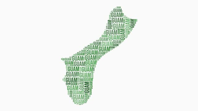Guam regions word cloud animation. Country logo animated video. Guam colored text cloud. Regions typography style motion graphics. Stylish video.