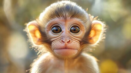 Fototapeta premium In Thailand's natural forest, an adorable monkey dwells. 