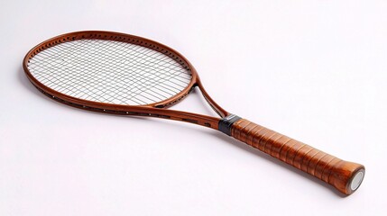 Isolated Close-Up of a Tennis Racket on White Background for Sports and Athletic Equipment Illustrations and Stock Photography