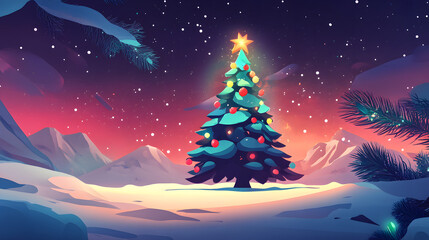 Naklejka premium Christmas Tree Flat illustration