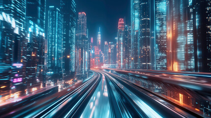 Fototapeta premium Illustration in the style of future city technology