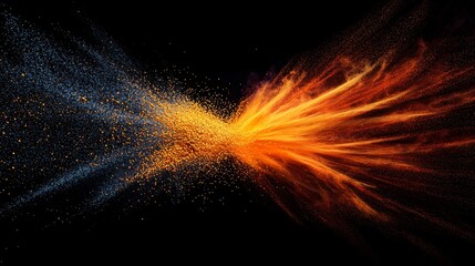 Abstract Orange and Blue Explosion on Black Background