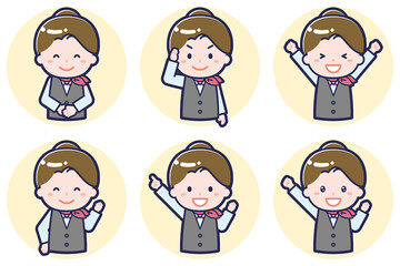 女性販売員のポーズセット_01