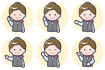 女性販売員のポーズセット_03