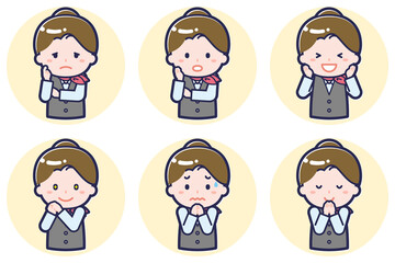 女性販売員のポーズセット_04