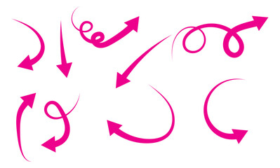 Obraz premium Hand drawn arrow Shape Curved Lines Set.