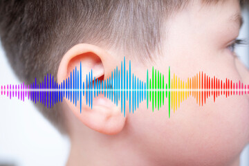 Close-up detail young caucasian male ear, auditory organ, acoustics Auditory System, Ear Discomfort, Hearing Test