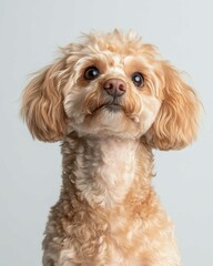 Elegant Poodle Portrait with Curly Coat and Expressive Eyes, Perfect for Pet Lovers and Dog Show Enthusiasts

