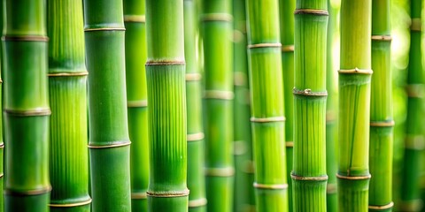 Fototapeta premium A Close-Up View of the Smooth, Vibrant Green Surface of a Bamboo Grove, Highlighting the Natural Patterns and Textures of the Stalks