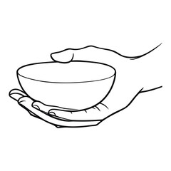 Hand Holding a Bowl - Simple Offering Gesture Outline