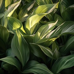Lush Green Foliage in Sunlight