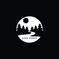 forest landscape vector logo. forest vector logo illustration