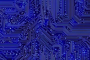 Futuristic vector illustration of a blue circuit board with intricate digital tech elements, perfect for advanced technology backgrounds.	

