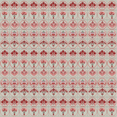 Gorgeous red damask ikat regal tiles seamless pattern for design and decorate