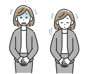 謝罪するスーツ姿のビジネスウーマン女性