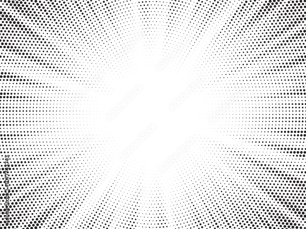 Aufkleber Halftone gradient sun rays pattern. Abstract halftone vector dots background. monochrome dots pattern. Vector background in comic book style with sunburst rays and halftone. Retro pop art design.