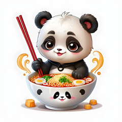 panda and bowl of ramen