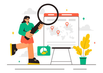 Outsourcing Business Vector Illustration featuring of the Teamwork, Company Growth, Investment, and Project Delegation, displayed in a Background