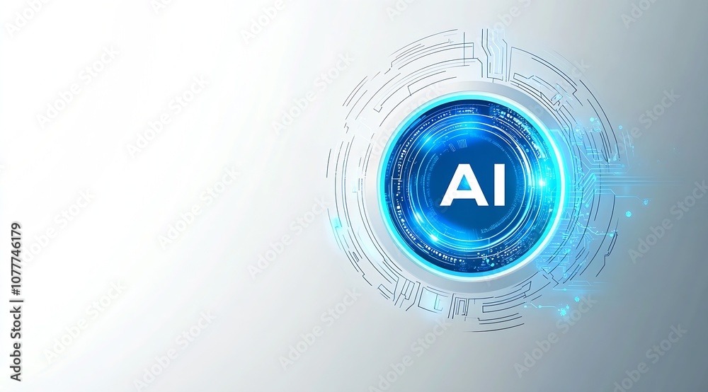 Leinwandbilder advanced digital technology with artificial intelligence blue themed interface : generative ai
