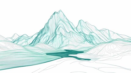 traditional blue and white abstract mountains illustration poster background