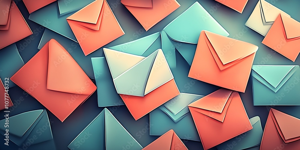 Aufkleber Colorful Array of Promotional and Business Envelopes Illustrating Communication Concepts : Generative AI