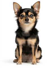 Obraz premium Chihuahua Close-Up Portrait with Alert Expression and Large Ears, Ideal for Pet Lovers and Small Dog Enthusiasts