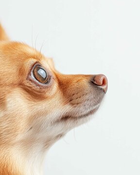 Chihuahua Close-Up Portrait with Alert Expression and Large Ears, Ideal for Pet Lovers and Small Dog Enthusiasts

