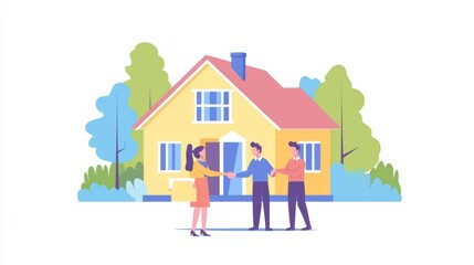 Business success, Real estate agents and customers shake hands to congratulate after signing a contract to buy a house with land and insurance, Good response concept.