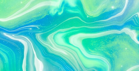 Obraz premium ネオングリーンが混ざり合う宇宙の抽象画