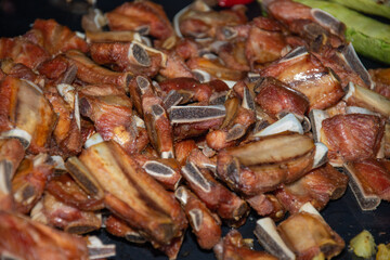 Smoked pork ribs and fried on low heat