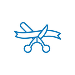 Ribbon cut with scissors icon