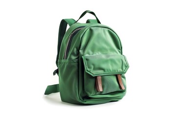 Naklejka premium Green school backpack isolated on white background
