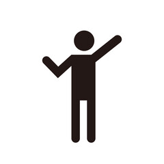 片手をあげる人のピクトグラムアイコン