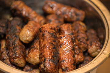 Traditional food from Romania,, grilled meat rolls known as mititei,mici