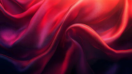 Obraz premium Abstract Red Silk Background - Draped Fabric, Soft, Smooth, Flowing, Glowing, Blurry, Textures, Patterns, Elegant, Luxury, Design, Minimalist, Simple, Abstract Art