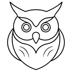 Owl head vector line art illustration