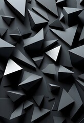 Fototapeta premium Abstract 3D Geometric Shapes Black Triangle Background. Generated AI
