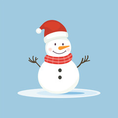 Snowman cartoon isolated on blue background
