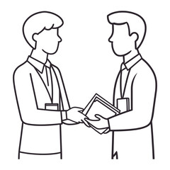 Business Partners Shaking Hands - Professional Outline Drawing
