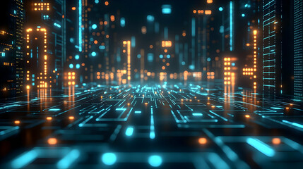Obraz premium Abstract 3D Background with Glowing Circuitry Lines