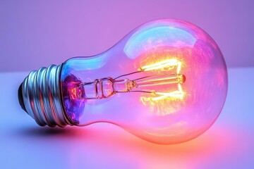 a visually striking colorful glowing light bulb symbolizes creativity and brainstorming isolated against a clean white background capturing the essence of bright ideas