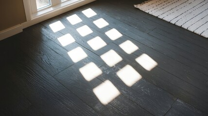 Obraz premium dark gray wooden floor with light ray