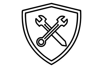 Shield with Tools | isolated vector illustration on white background