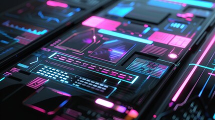 Obraz premium Abstract Futuristic Interface with Neon Lights