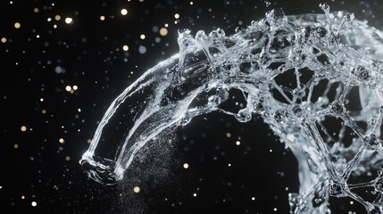 Obraz premium A dynamic splash of water captured in motion, showcasing intricate details and textures.