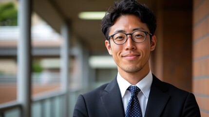 Fototapeta premium 自信に満ちた表情でフォーマルな仕事着を着たプロの日本人従業員