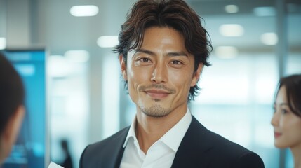 日本のオフィス環境における専門的なビジネス交流